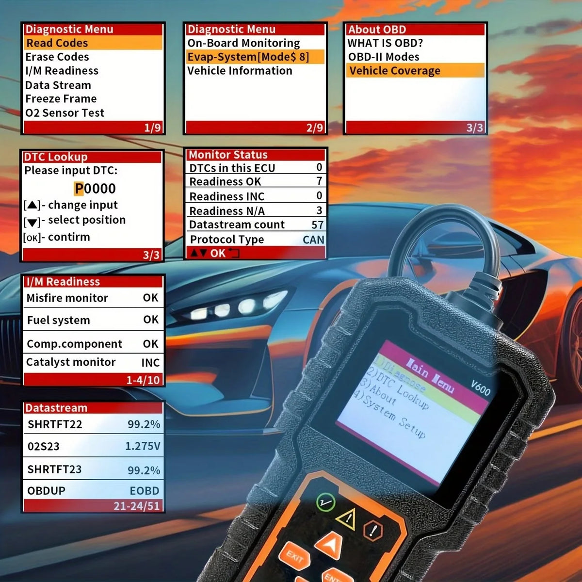 V600 Wired OBD2 Engine Code Reader and Diagnostic Scanner