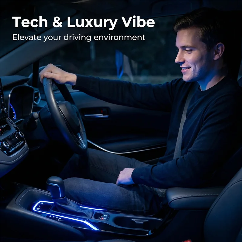 LED Cup Holder Light For Toyota Corolla Cross 2020 2021 2022 2024 Blue Interior Central Armrest Frame Atmosphere Decorative Lam