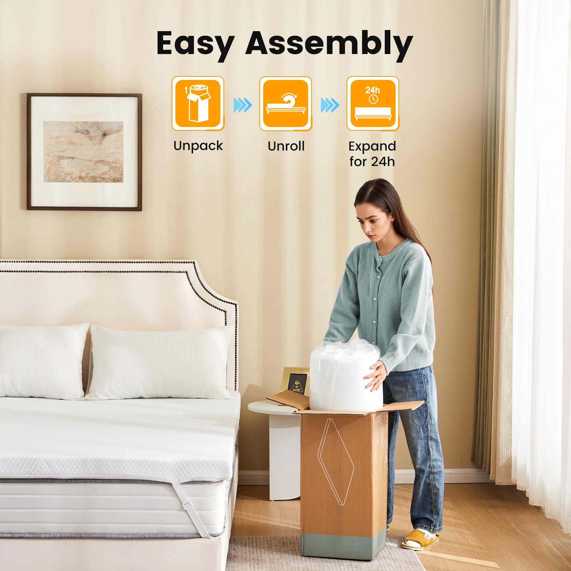 3 Inch Gel Memory Foam Mattress Topper Full Size Cooling Cover