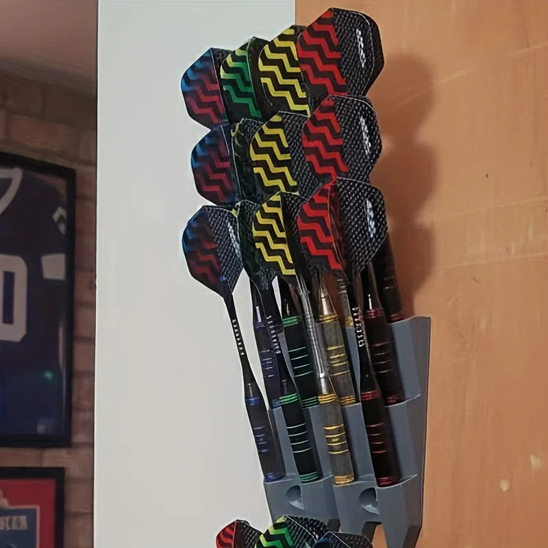 Veggmontert pil-display rack for ni darts