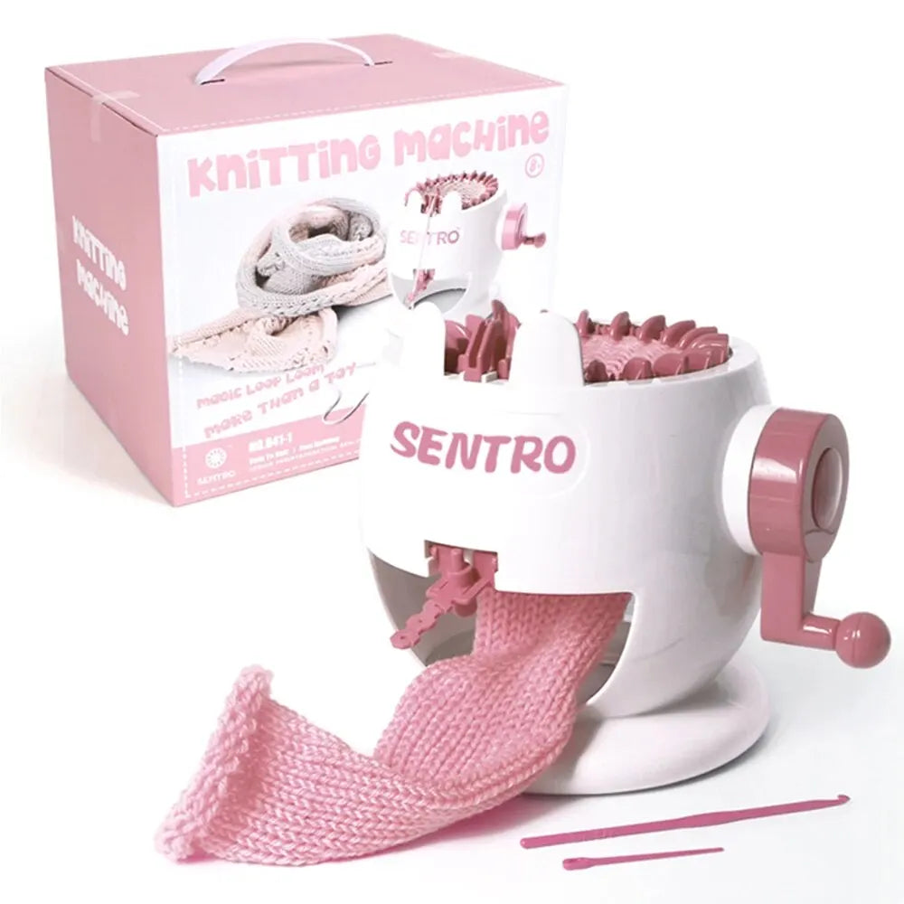 Manuell 22-stikkers rundstrikkemaskin, rosa
