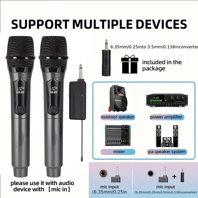 Wireless Handheld Microphone Set, One or Two Mics