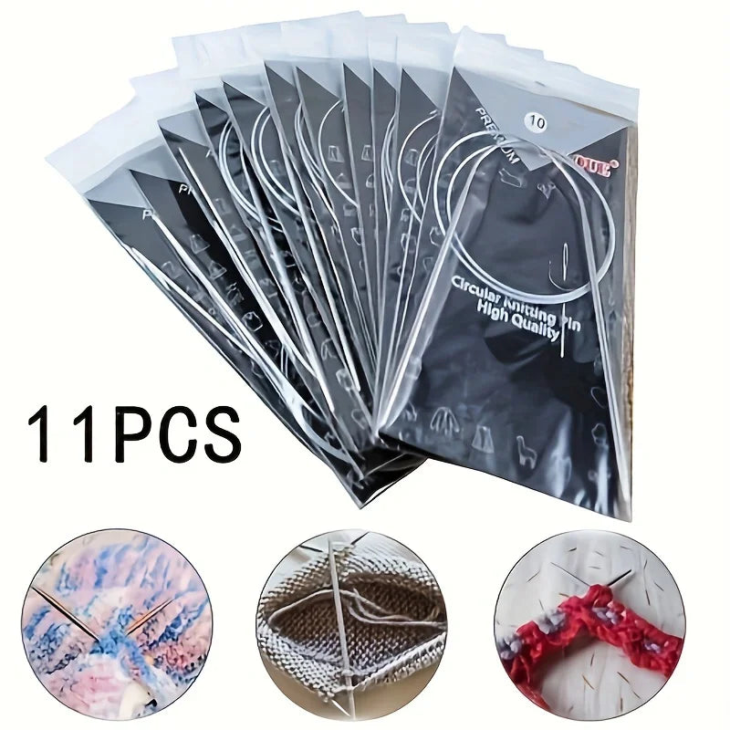 80 cm Circular Knitting Needle Set, 11 Pieces
