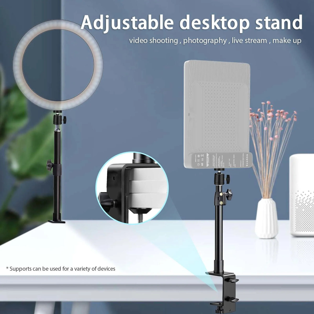Desk Clamp Camera & Light Stand, 35–60 cm
