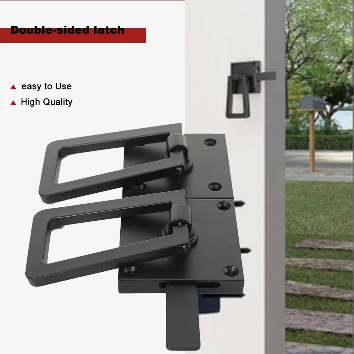Heavy Duty Gate Latch Double Side Gate Latches Matte Black Fence Latch Garden Door Latch Pool Gate Latch