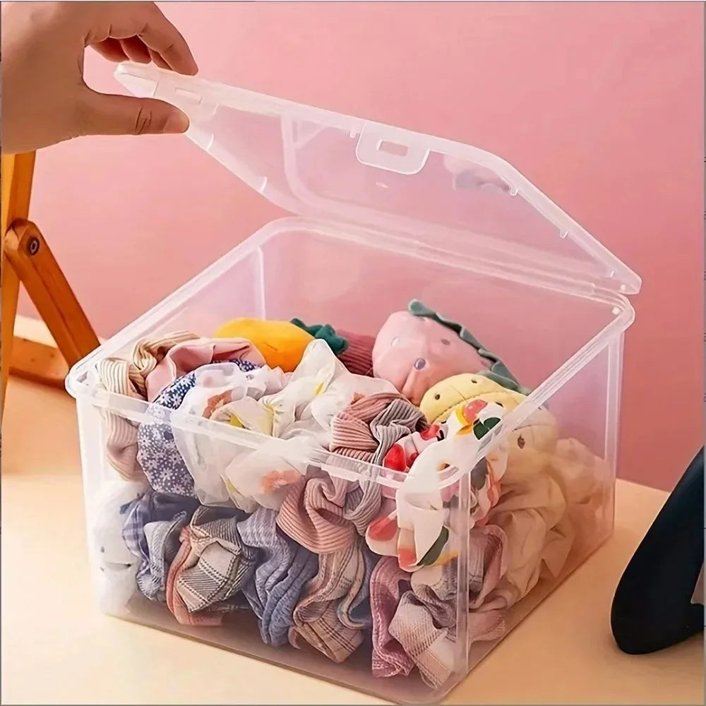 Grande boîte de rangement en plastique transparente et empilable