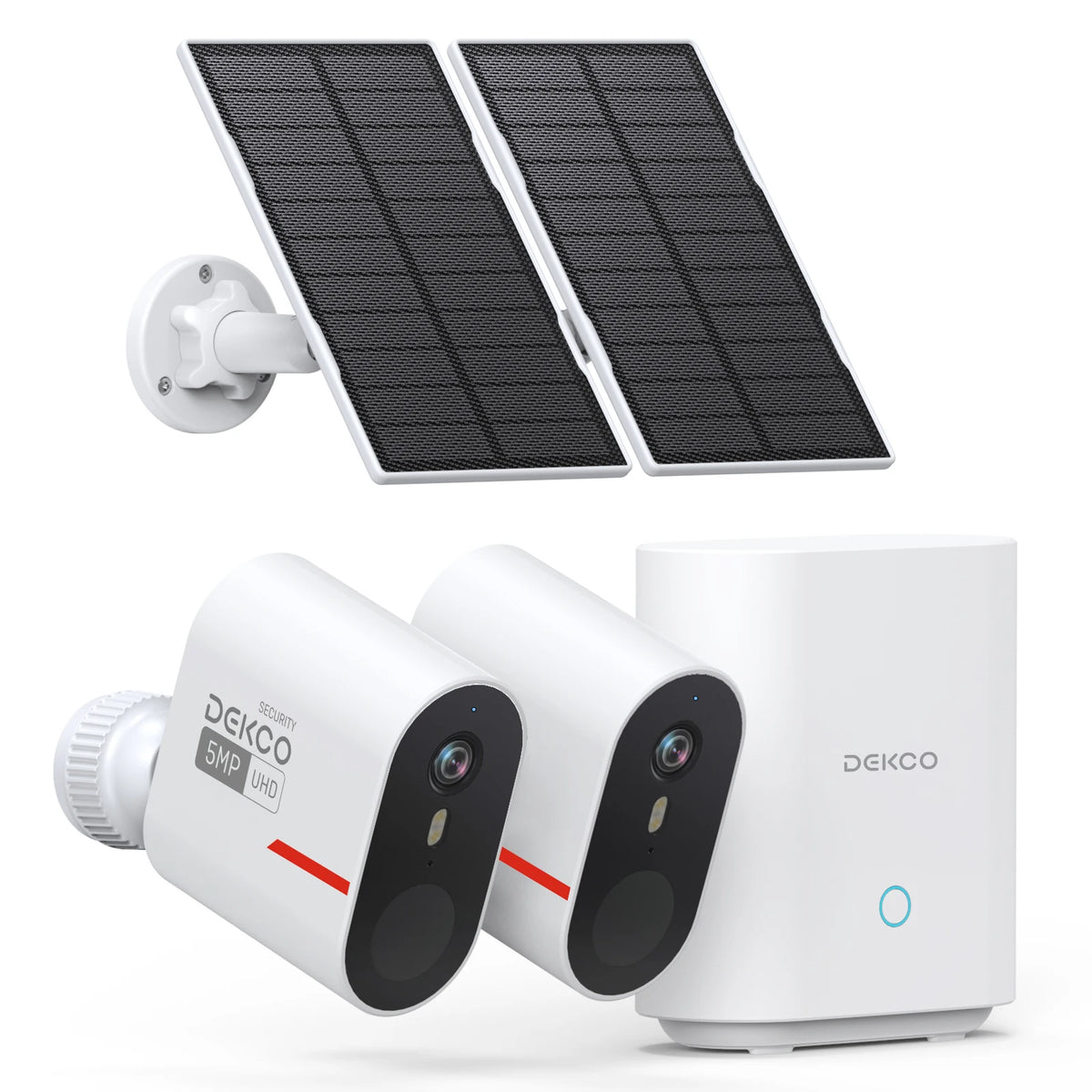 Dekco 5MP Wireless Solar Camera System 2 Cam Kit Outdoor WiFi Solar Security Camera Set Color Night Vision 2-Way Talk