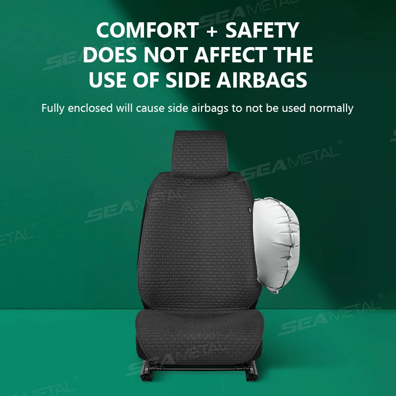 SEAMETAL Breathable Car Seat Cover 100% Linen Cooling Seat Cushion Wear-Resistant Sweat-Absorbing Seat Protector for Suv Sedan