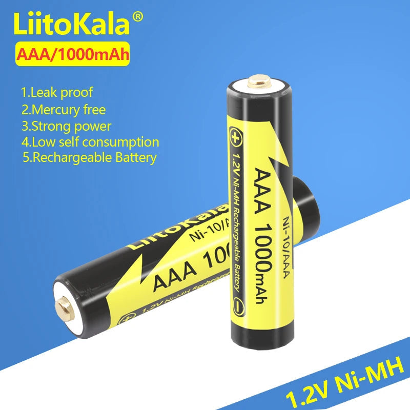 5-50PCS LiitoKala Ni-10/AAA 1.2V 1000mAh AAA NI-MH Rechargeable Batteries For Shaver Flashlight Camera NIMH Pre-charged Battery 