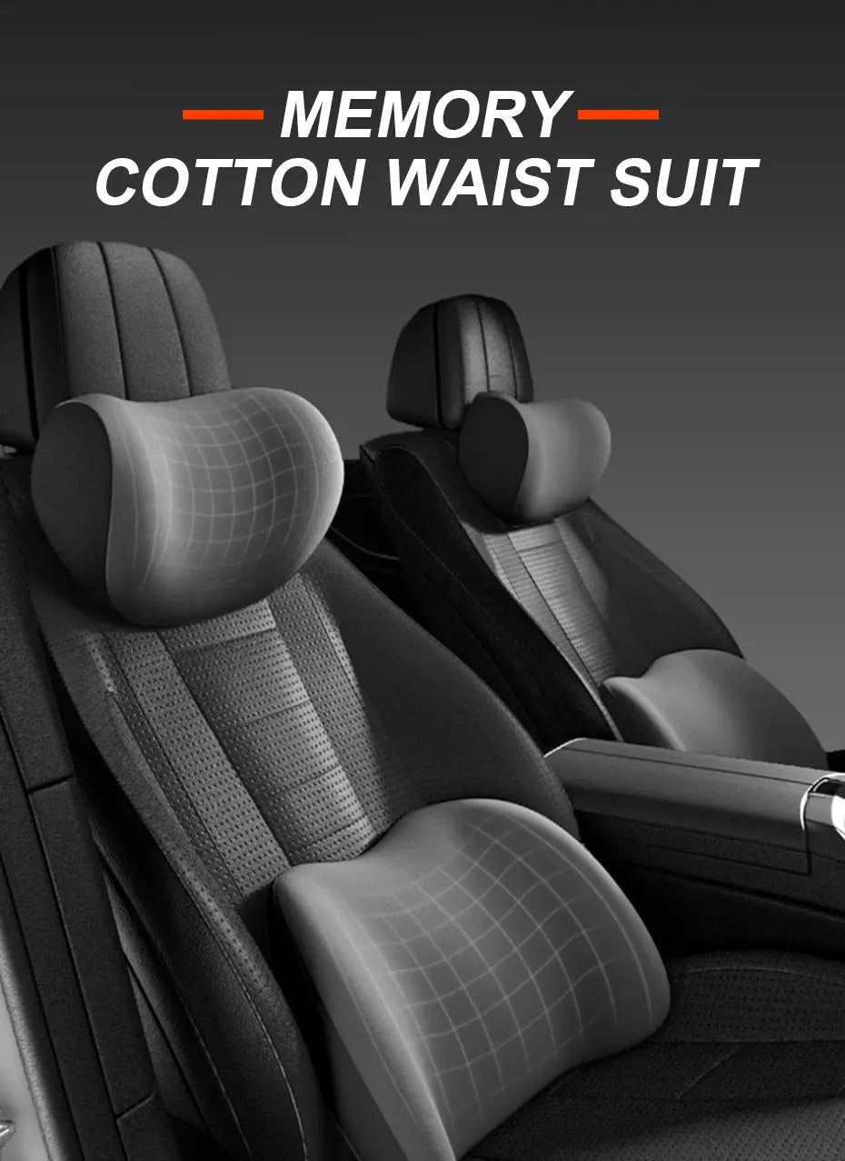 SEAMETAL Memory Foam Car Neck Pillow Lumbar Support Cushion Ergonomics Headrest Pillow Breathable Washable Cover Reduce Soreness