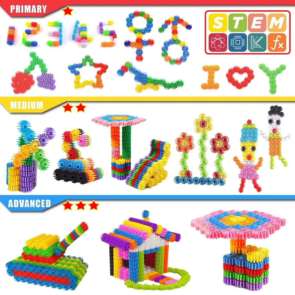 Interlocking Gear Construction Blocks, Selected Piece Count