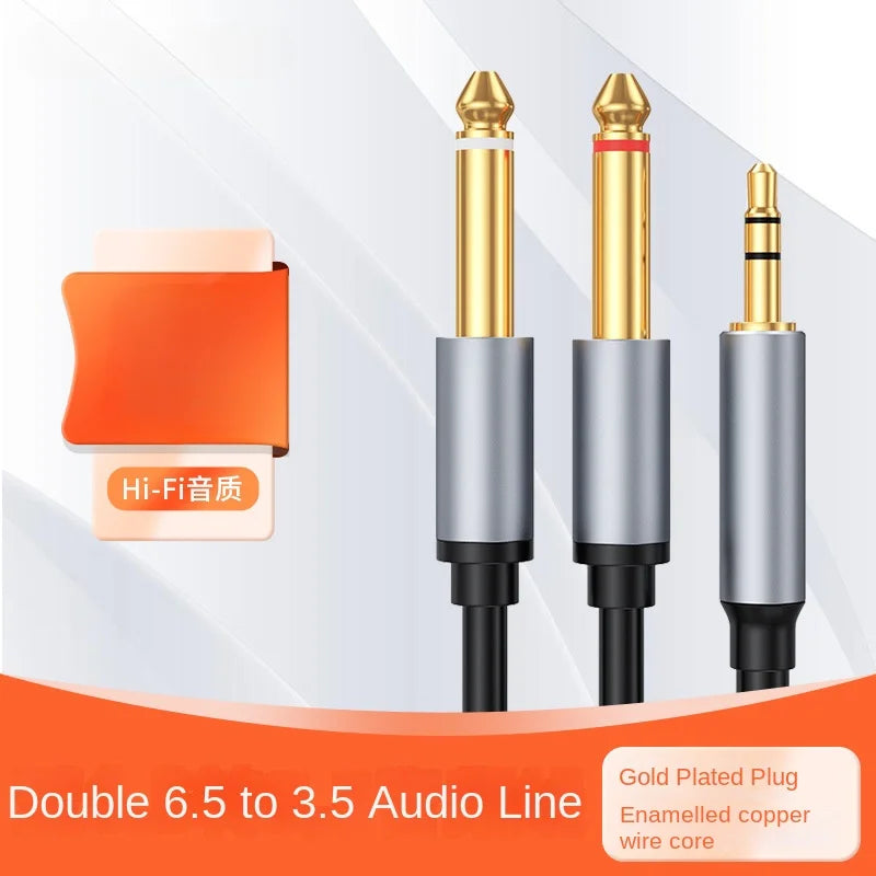 Dual 6.35mm Audio Cable, 3.5mm/USB-C Source Options