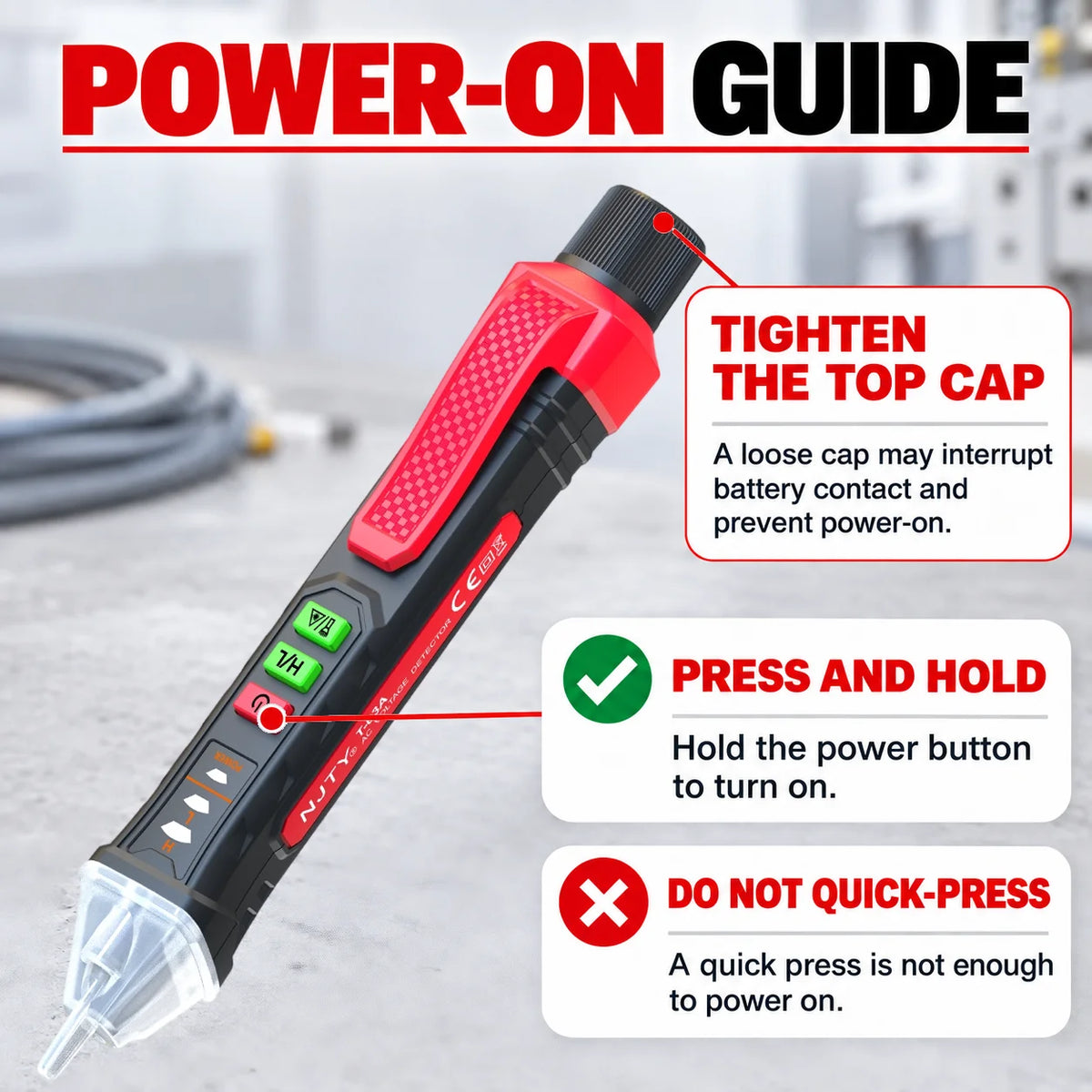 Non-contact Voltage Tester 12-1000V AC  Pen Circuit  Electric Indicator Wall Tool With Flashlight Buzzer
