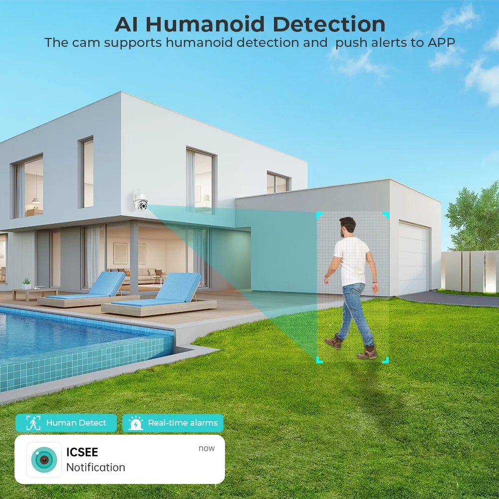 8MP 4K WiFi PTZ IP Camera with Auto Tracking and Two-Way Audio