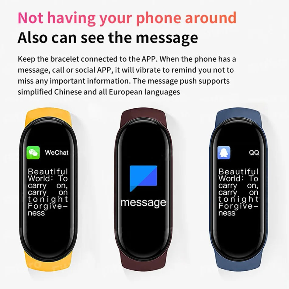 M6 Smart Watch Men Women Fitness Smart Bracelet Sports Band Heart Rate Blood Pressure Monitor Waterproof Multi-function Watches 