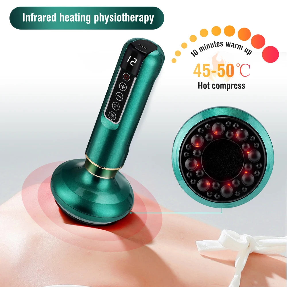 Smart Vacuum Massage Jars Rechargeable Cupping Device Infrared Red Light Warm Compress Body Back Shoulder Chinese Suction Cups 