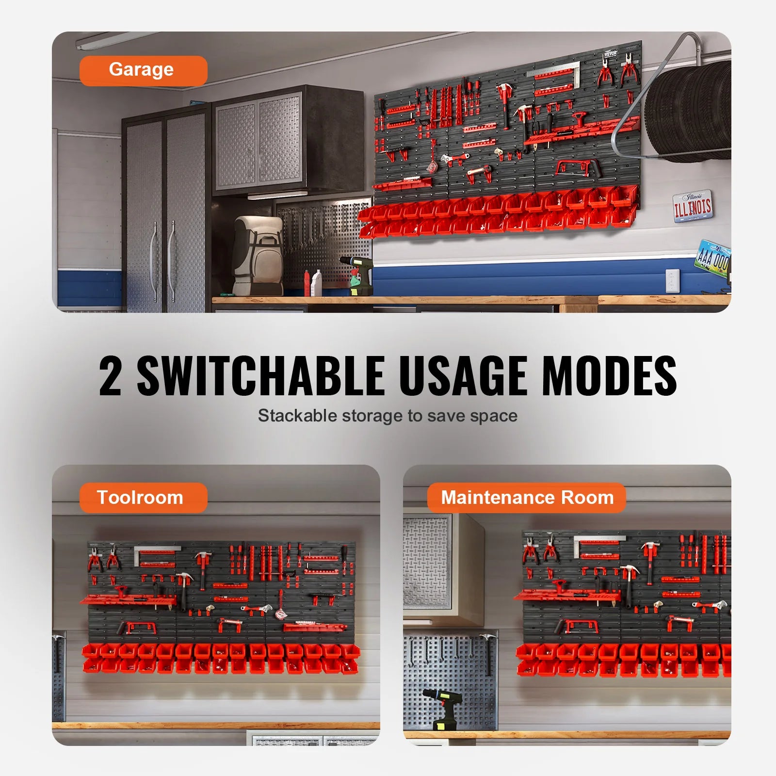 30-Bin Wall Mounted Storage Organizer with Panels for Garage