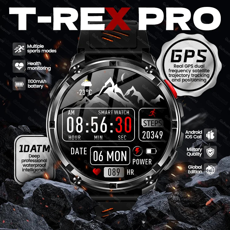 Outdoor Bluetooth Anruf-Smartwatch mit Kompass & Taschenlampenfunktion