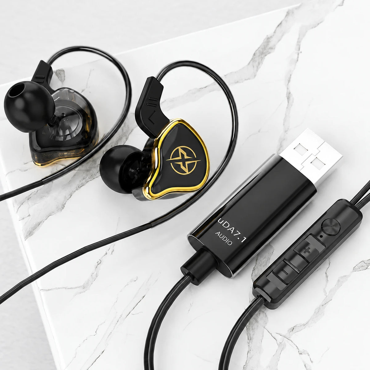 USB-gamingoordopjes met microfoon en kabel van 2.5 m