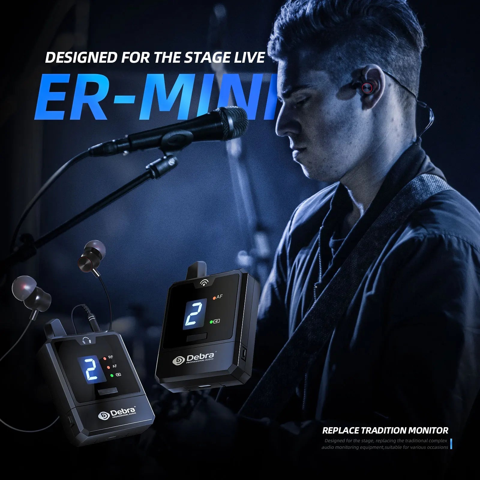 Debra Audio IEM Er-Mini Wireless In-Ear Monitor System Protable Li-on Rechargeable For Audio Professional Stage Monitoring 
