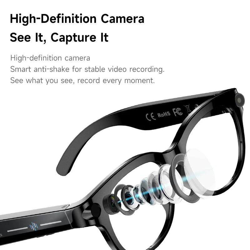 AI Smart Glasses Camera Video Recording AI Photo Recognition Bluetooth Call Smartglasses Translation Voice Sunglasses Men Women