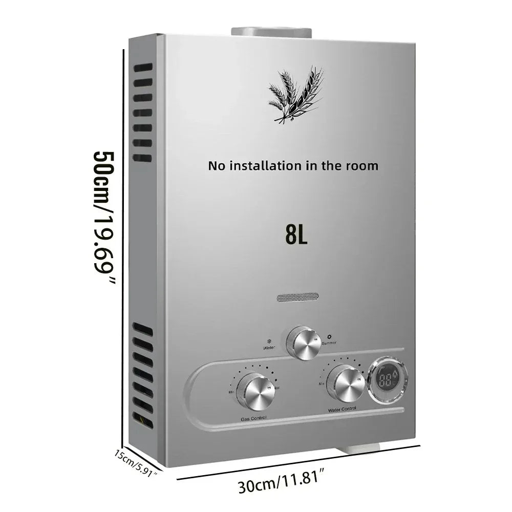 SIHAO 6L 8L 10L 12L 16L 18L LPG Portable Instand Water Heater Propane Gas LPG Wall-Mounted Tankless Water Heater Digital Display