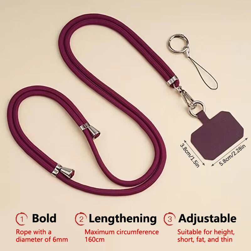 1pcs Crossbody Lanyard Necklace Strap Universal Mobile Phone Adjustment Long Hanging Rope With Clip Anti-Lost Lanyard 