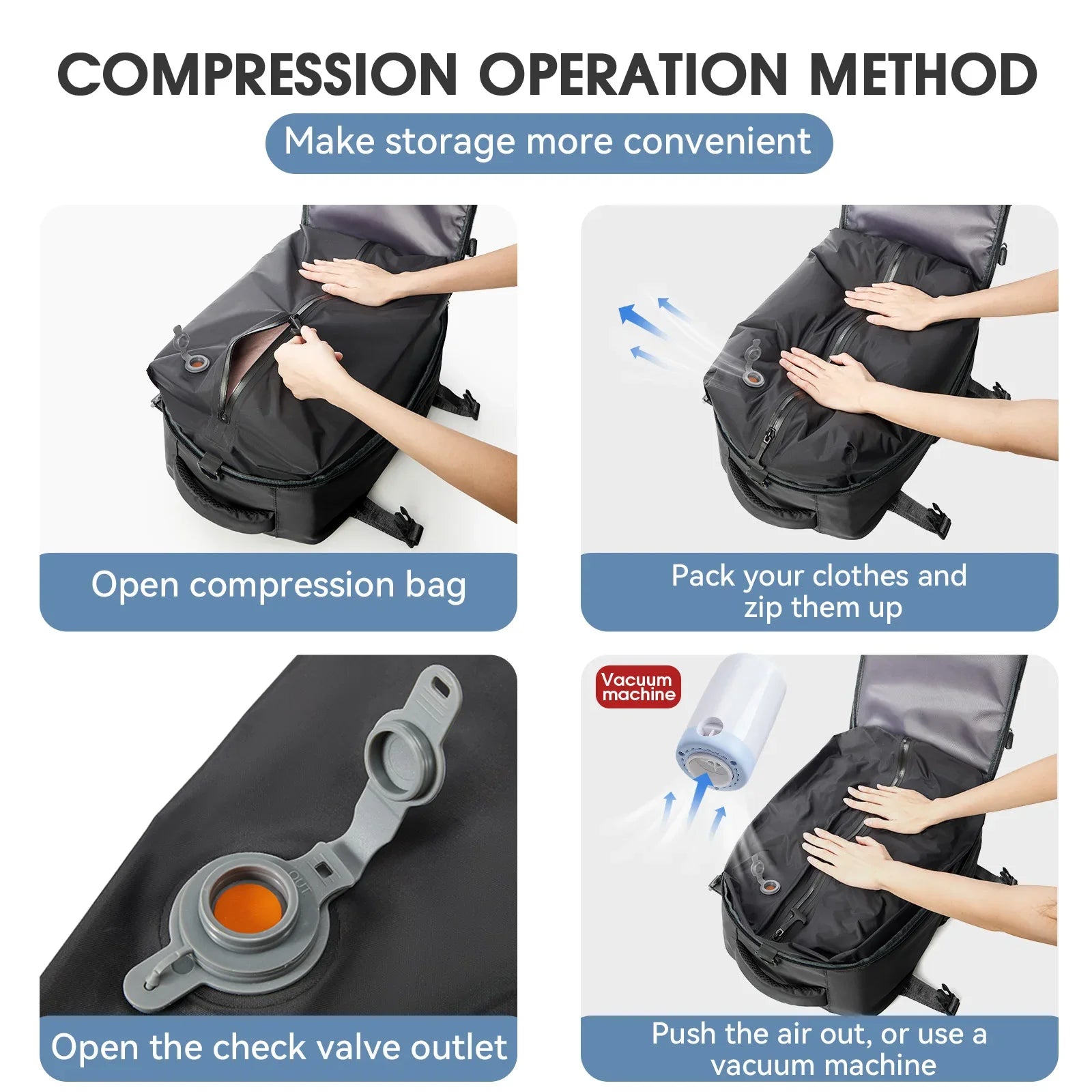 Women Men Backpack School Bag Vacuum Backpack Travel Bag for Men Large Capacity Backpack Business Laptop Backpack  Expandable 