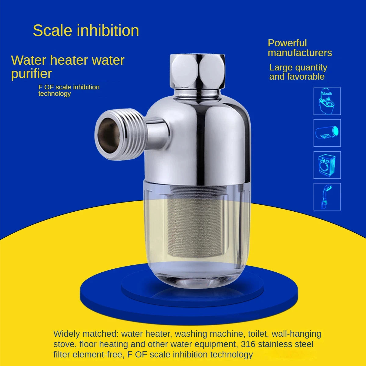 316 Stainless Steel Filter Front Filter Household Inlet Tap Water Shower Anti-Scale Purifier Filter Drinking Water 