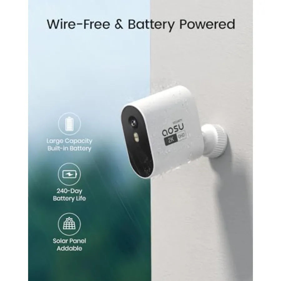 Outdoor Wireless Security Camera 4-Cam Kit, 2K Color Night Vision
