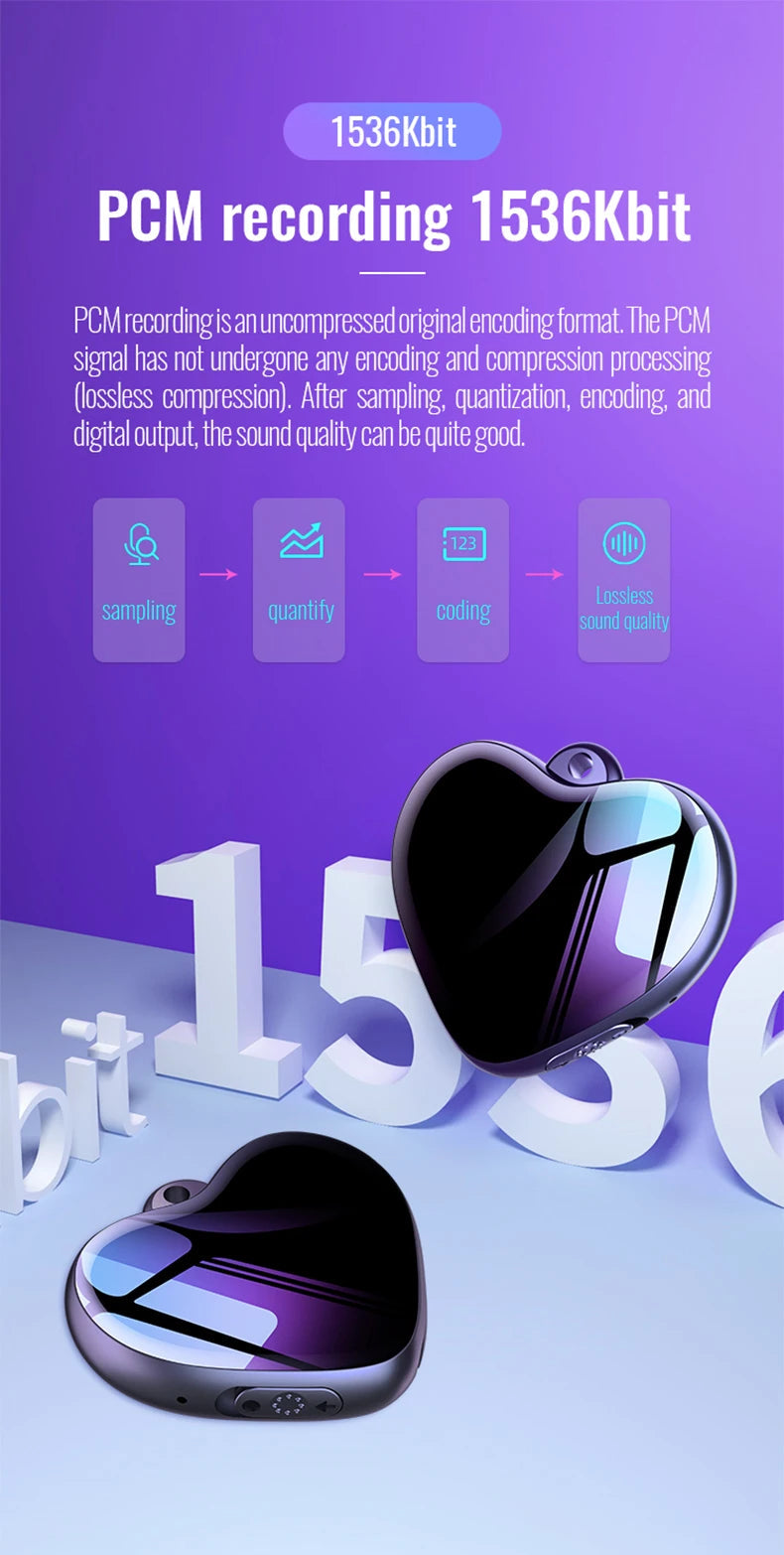 Dictaphone Audio Micro Listen Small Player Recorder Digital  Record Voice Activated  Recording Device Sound Professional 