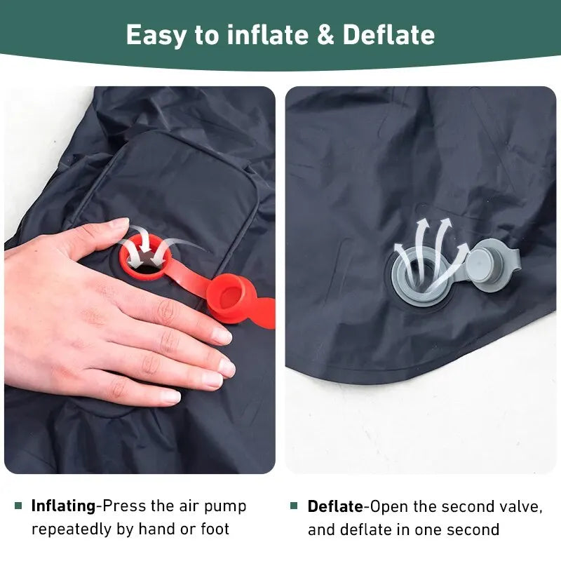 Inflatable Camping Mattress with Built-In Pump and Pillow
