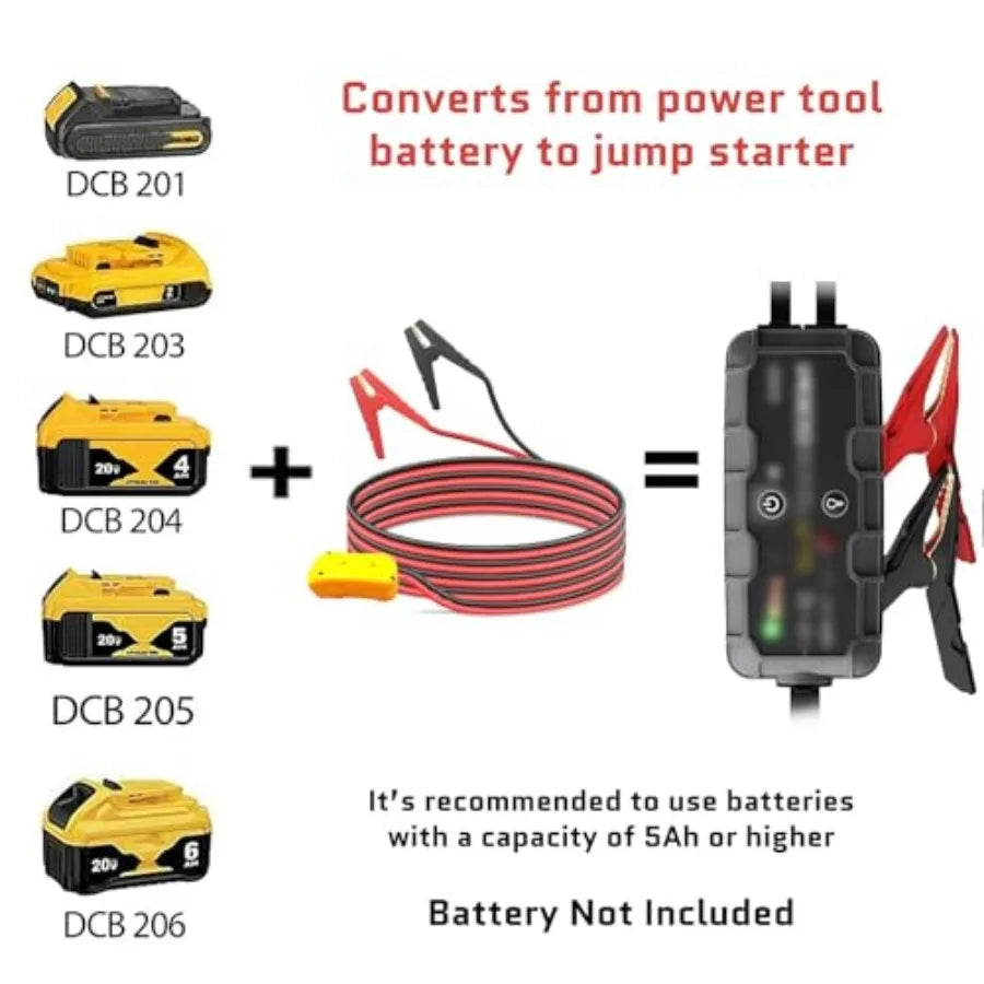 DEWALT 20V Battery Jump Starter Cables, 8AWG 5.9FT