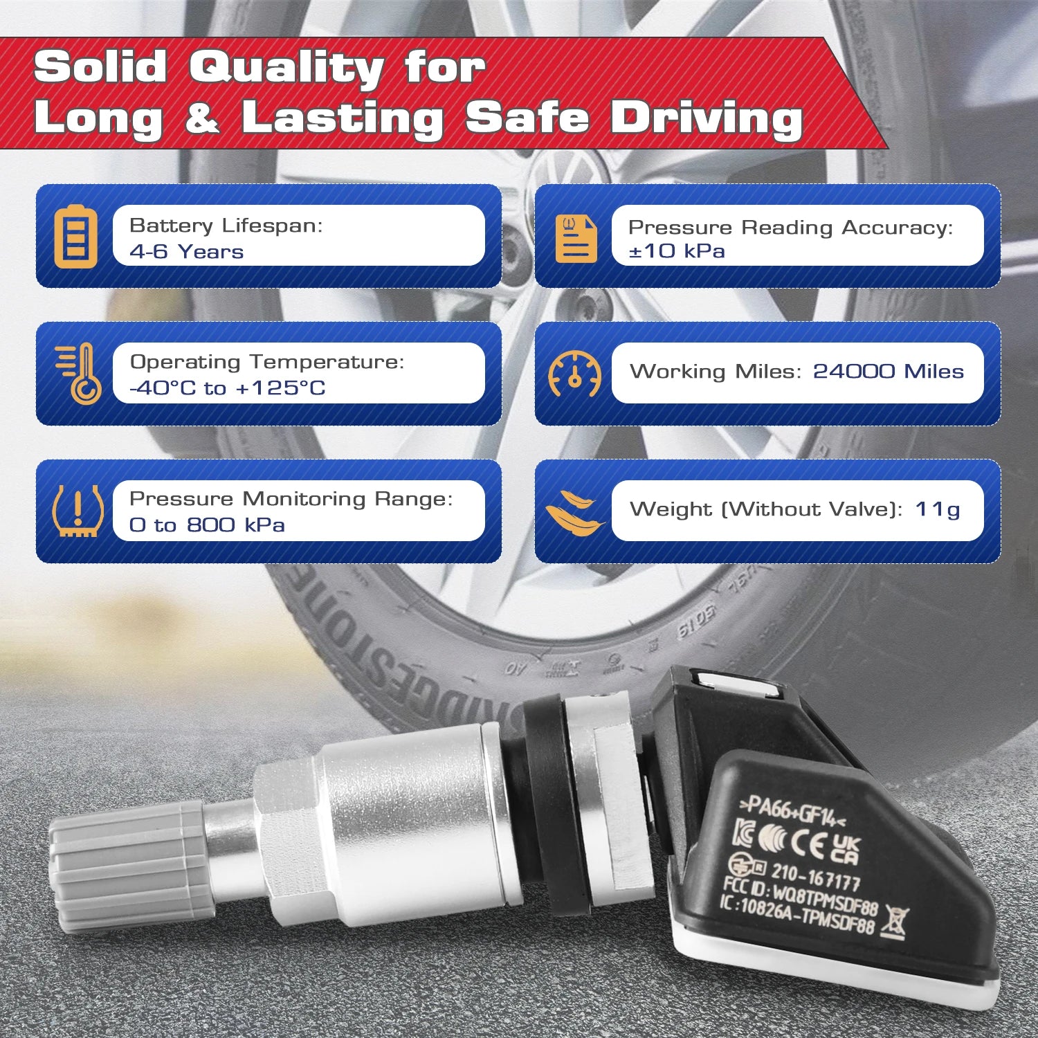 Autel MX TPMS-sensor 2-i-1 315MHz & 433MHz klonbar