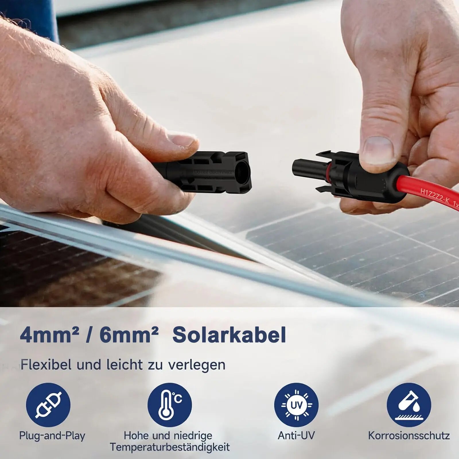 PowMr Black Red 3M 5M 7M 10M 15M 30M Solar Photovoltaic Line 6mm2 10AWG PV Cable with Connectors Solar System PV Extensions Wire