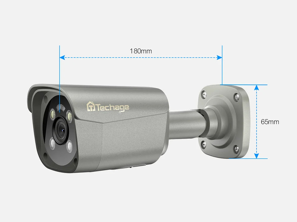 Techage 8MP 5MP 4MP 4K PoE IP Caméra H.265 Détection humaine AI Audio bidirectionnel Extérieur CCTV Surveillance ONVIF XMEYE