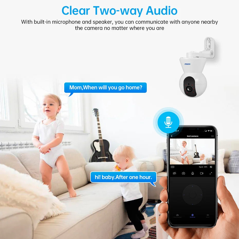 Indoor 4K HD WiFi IP Camera with Side-mounted Brackets
