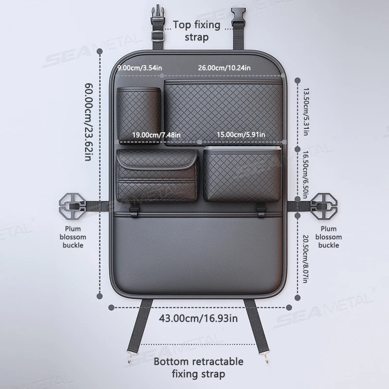 SEAMETAL Luxury Car Seat Back Storage Bag Multifunction Backseat Organizer Storage Pocket Wear-Resistant Seat Anti Kick Guard