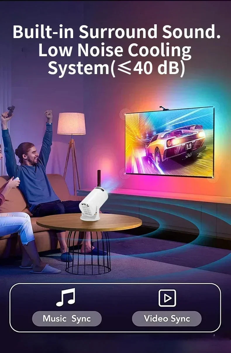 Ny SmartProjector Mini HY300 8K Android 11 Dubbel Wifi6 290ANSI Allwinner H726 BT5.4 1080P 1280*720P Hemmabiougn Outdoor Projektor
