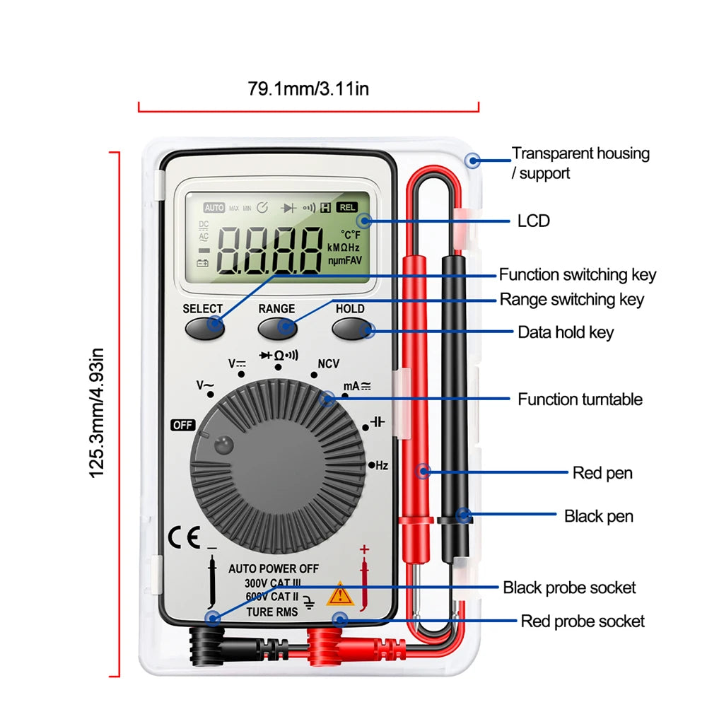 Pocket Digital Multimeter with Support Case