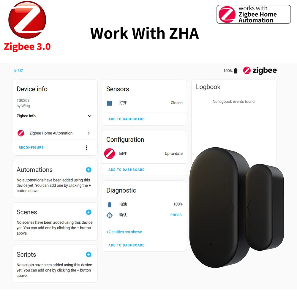 Zigbee 3.0 Contact Sensor Door Sensor Window Sensor Zigbee Hub Required Workwith Home Assistant Yandex Alexa ZHA Zigbee2MQTT HA
