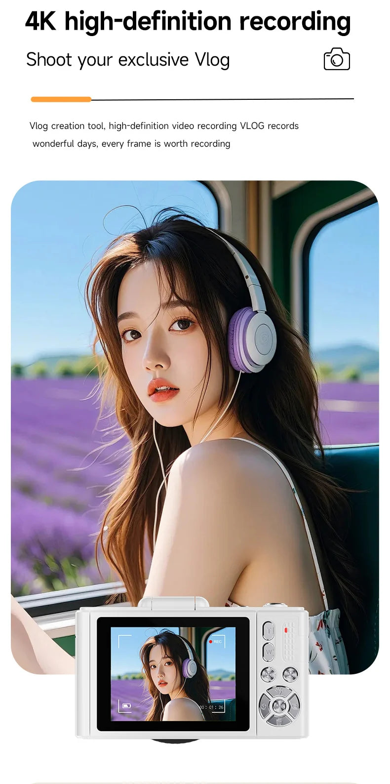 4K 64MP Retro kompaktný digitálny fotoaparát s 18-násobným priblížením