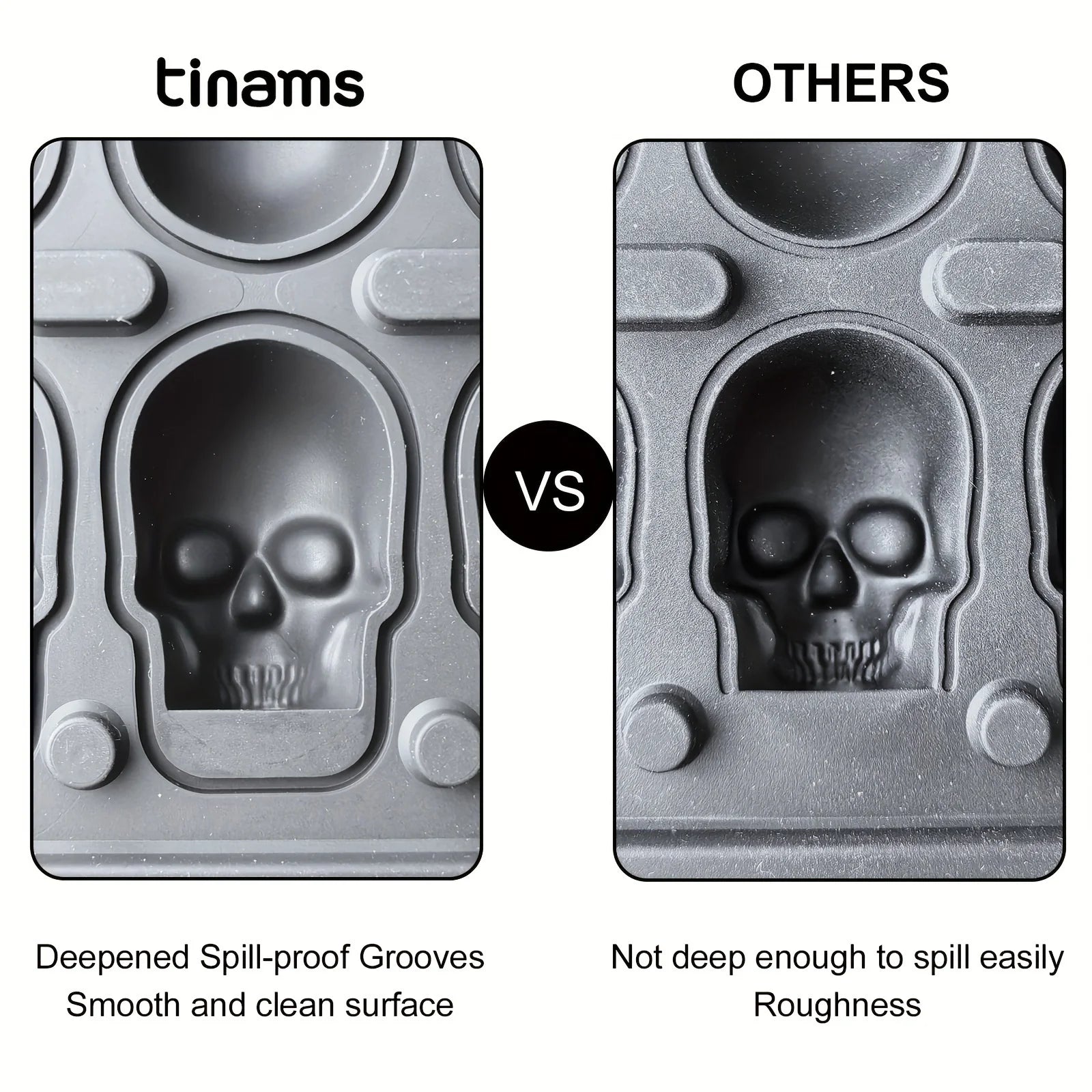 Skull Ice Ball Mold Silicone 3D Flexible Ice Cube Trays BPA Free Ice Trays For Freezer Horror Skull Head Cocktail Ice Ball Maker 