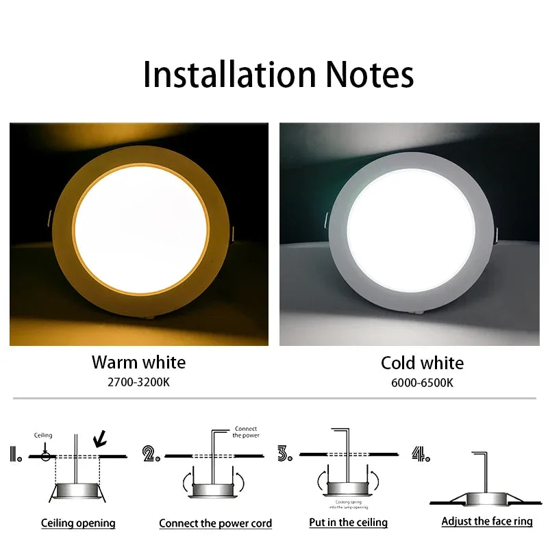 Round Recessed LED Downlight, Voltage Options