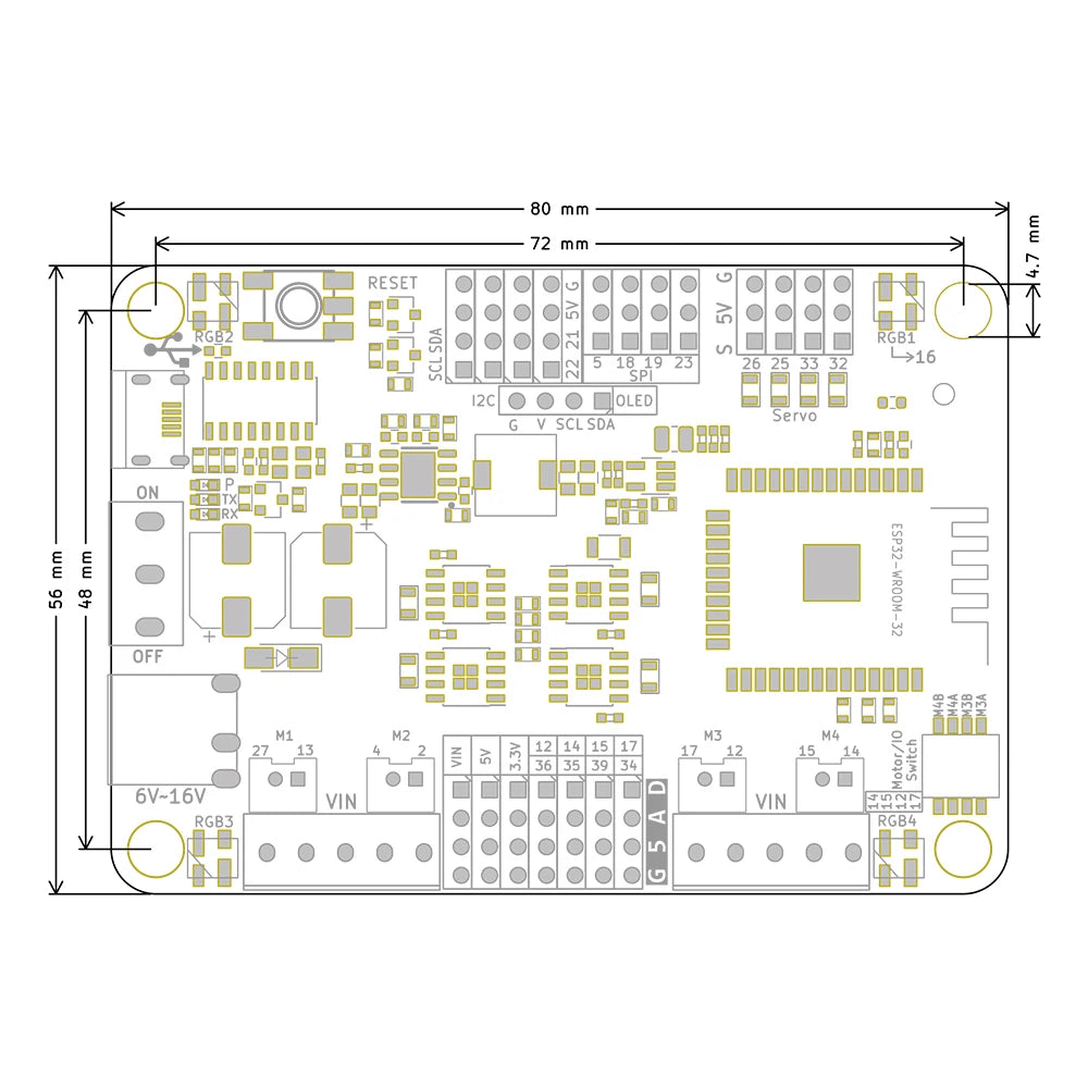ESP32-ontwikkelbord voor motordriver met wifi en Bluetooth