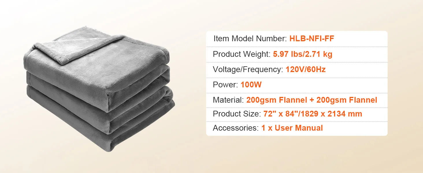 SucceBuy Heated Blanket Electric Throw 4 Sizes Soft Flannel & Sherpa Heating Blanket with 3 Hours Timer Auto-off 5 Heating Level