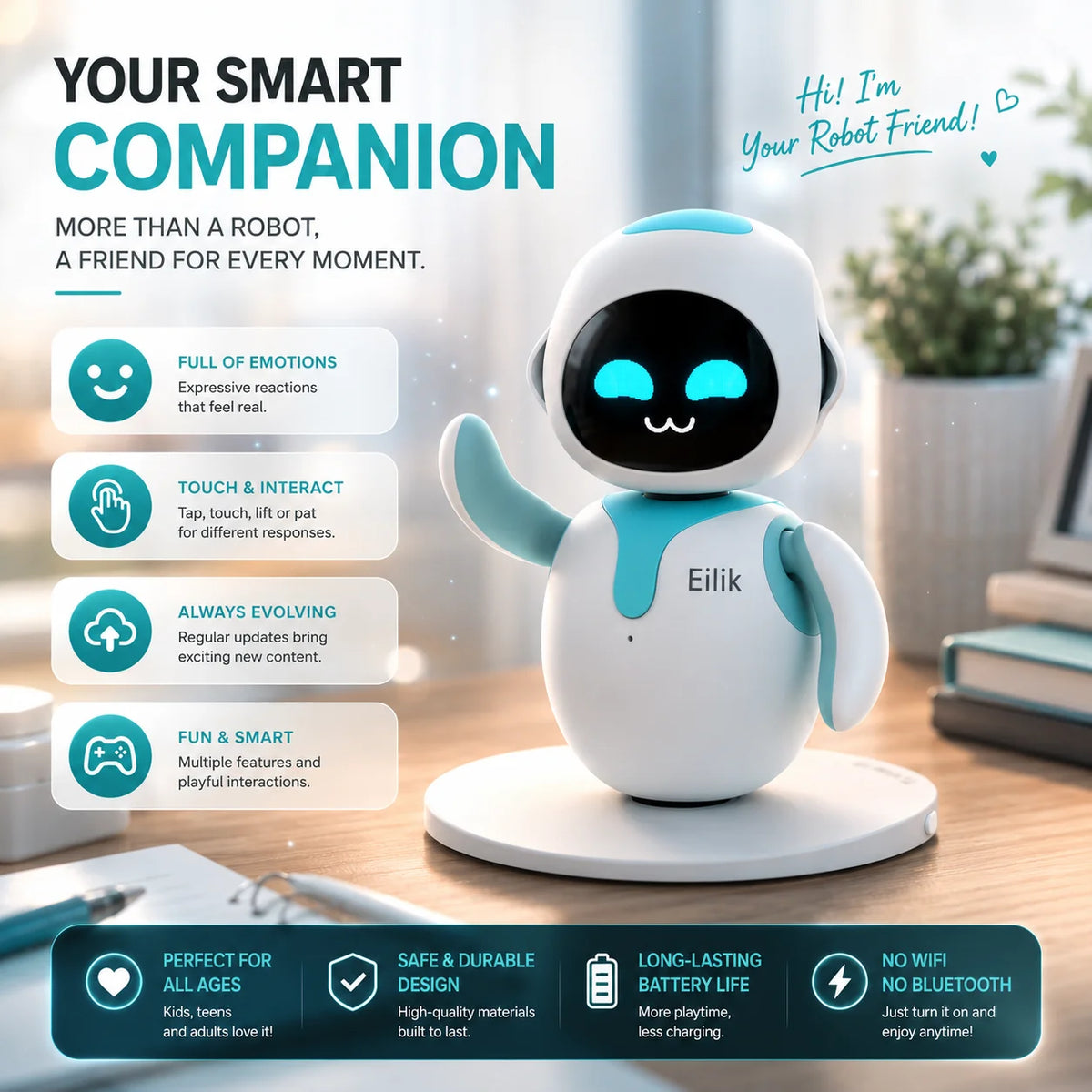 Eilik Interactive AI Voice robots Emotional robots Desktop Companion for Couples Touch gift