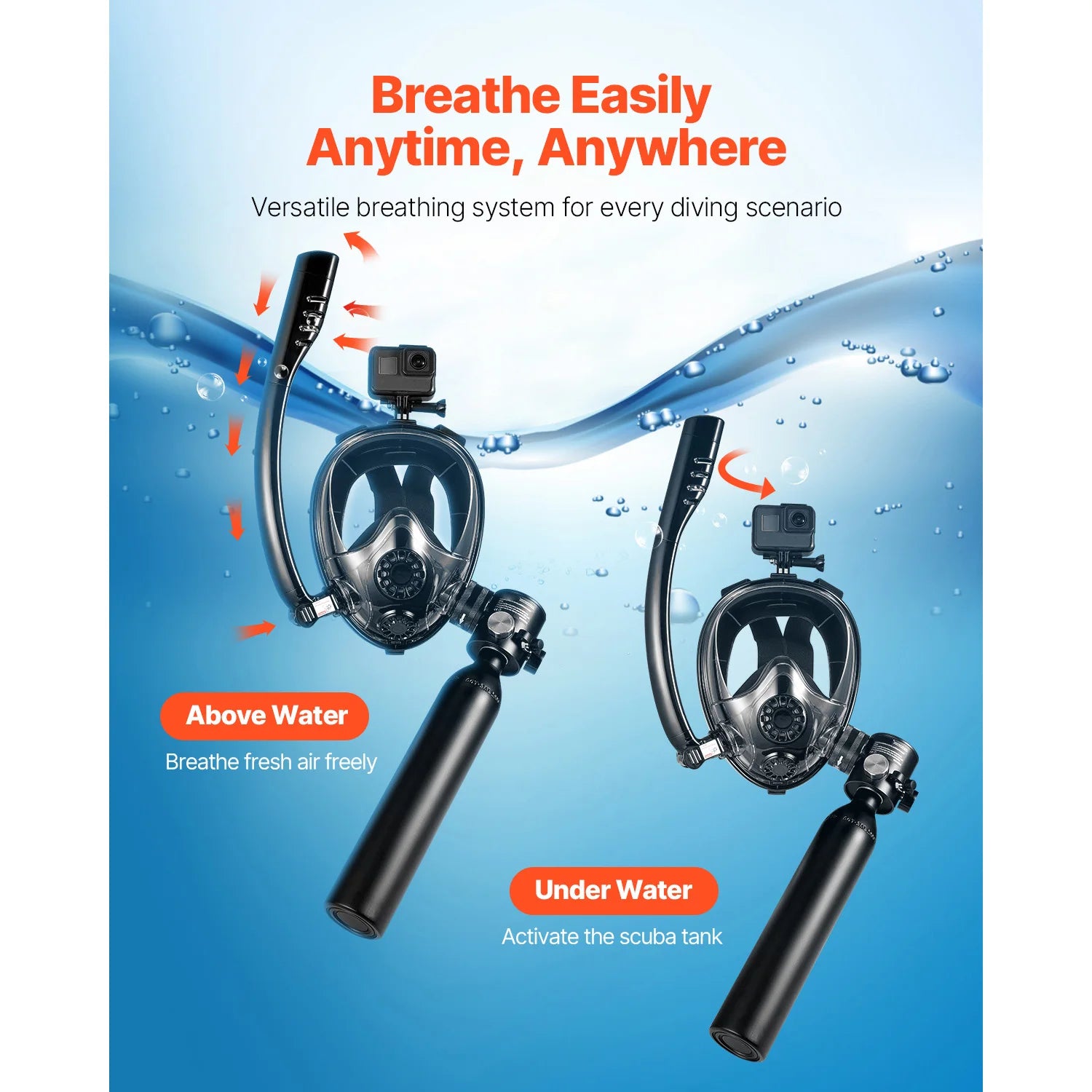SucceBuy Scuba Tank 0,5 L bærbar Scuba-dykkerflaske Dykning Oxygen cylinder Support 5-10 minutters undervandssvejråndning 98,43 ft dybde