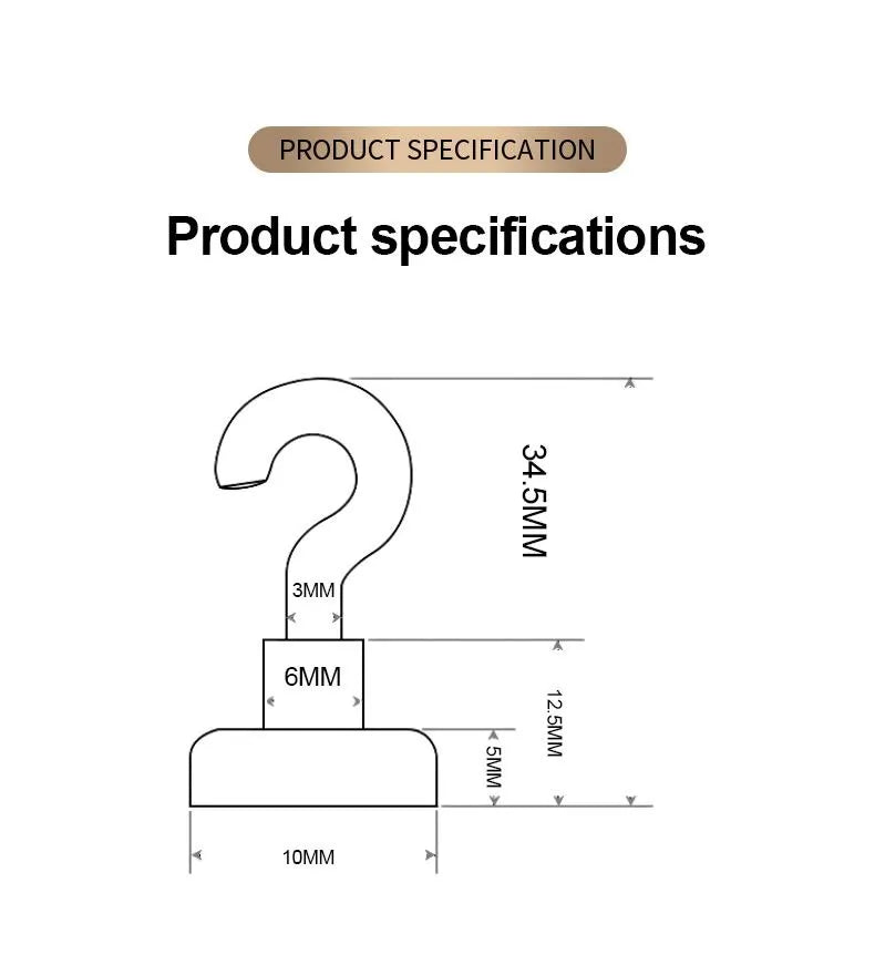 10PCS Strong Magnet Hooks Multi-Purpose Storage Hooks Home Kitchen Bar Storage Hooks Key Storage Hooks Bathroom Hangers 