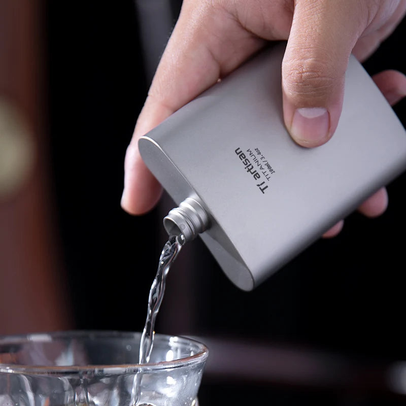 Titanium Pocket Flask 100ml with Funnel